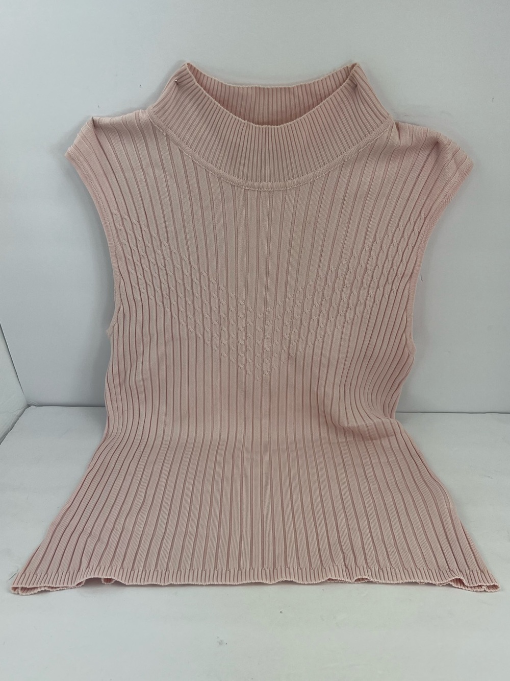 BELLDINI RIBBED STRETCHABLE SLEEEVE LESS TOP WITH ROUND NECK, PINK, XL